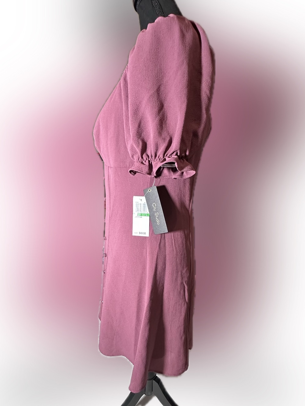 City Studio Dusty Rose Button-Front Midi Dress - Picture 2 of 6